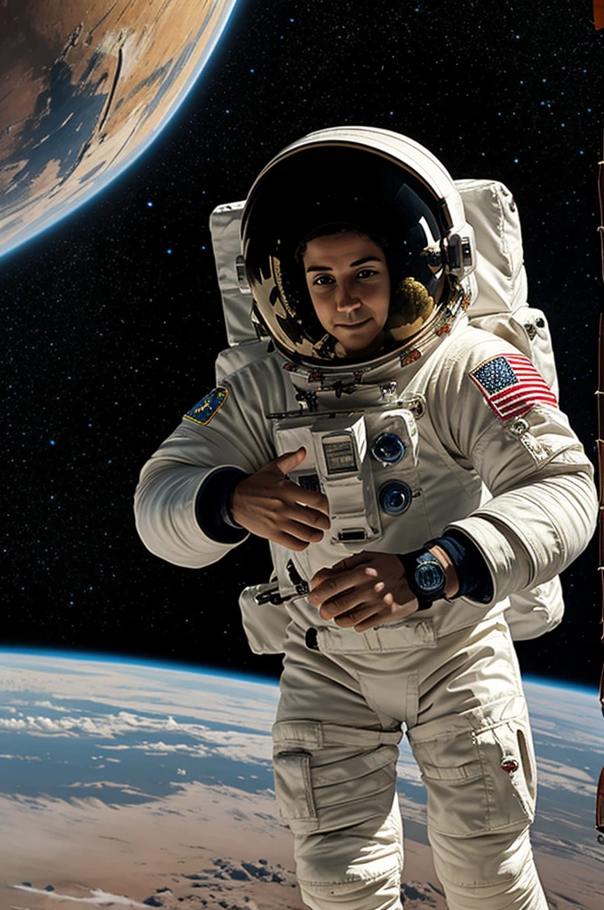 a cartoon of an astronaut in an astronaut suit grabbing a stick of amaranth