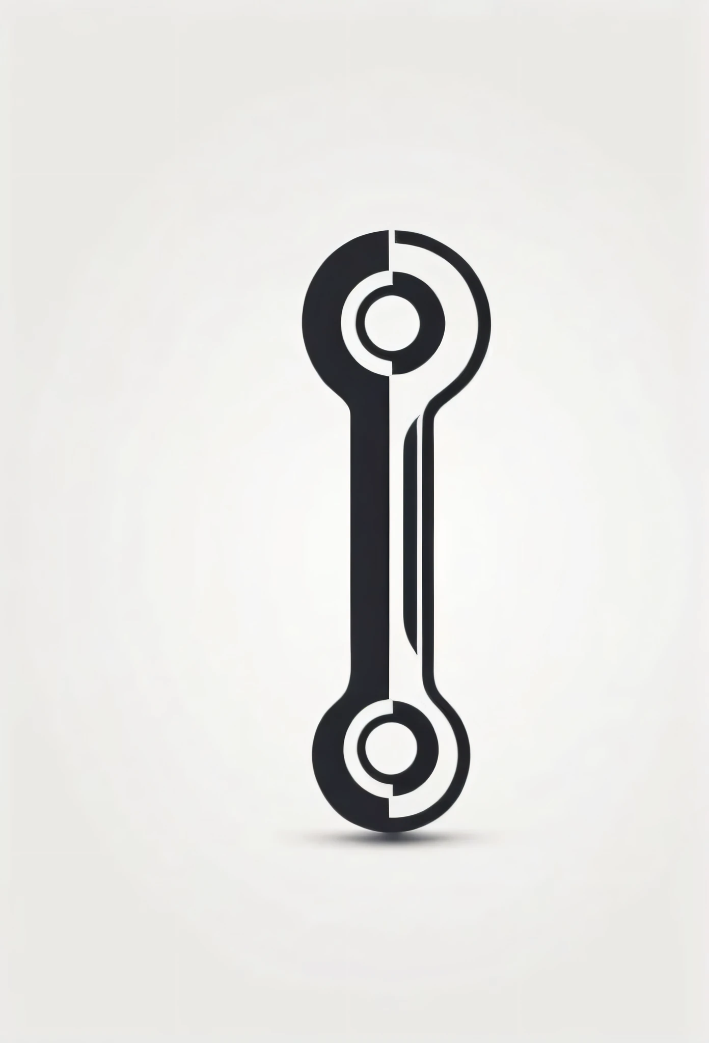 Logo of an industrial company. Just one spanner in the logo. Quite a brainwashed logo. Quite a cool, chic and modern design. Monotone background is pure white.