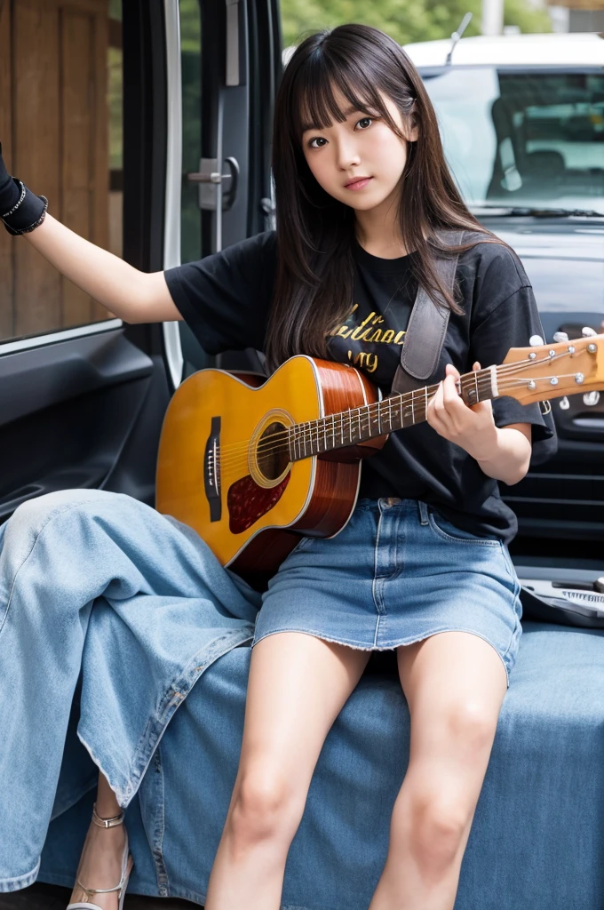 Girl Playing Guitar　car