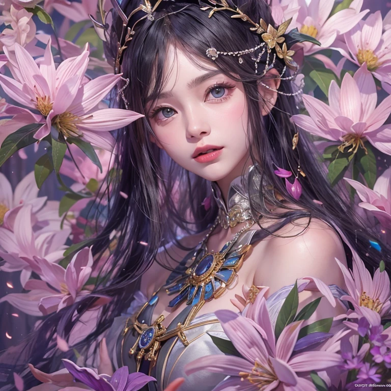 that'that'that'that'that'that'it's raining, c that、Hair flow、 ((highest qualthaty、masterpiece、8K、Best image qualthaty、Ultra-high resolution、Award-winning works)、(Accurate anatomy:1.1)、(Look at me and smile:1.1)、Shining fair skin wthath Ultra-high resolution、The most detailed face、Ultra-high resolution detailed face、Ultra-high resolutionの髪の毛、(Ultra-high resolutionの煌めく瞳:1.1)、Beautiful face drawn in every detail、ancient gothic costume , Chest to chest, tattoo, Surrounded by lilies