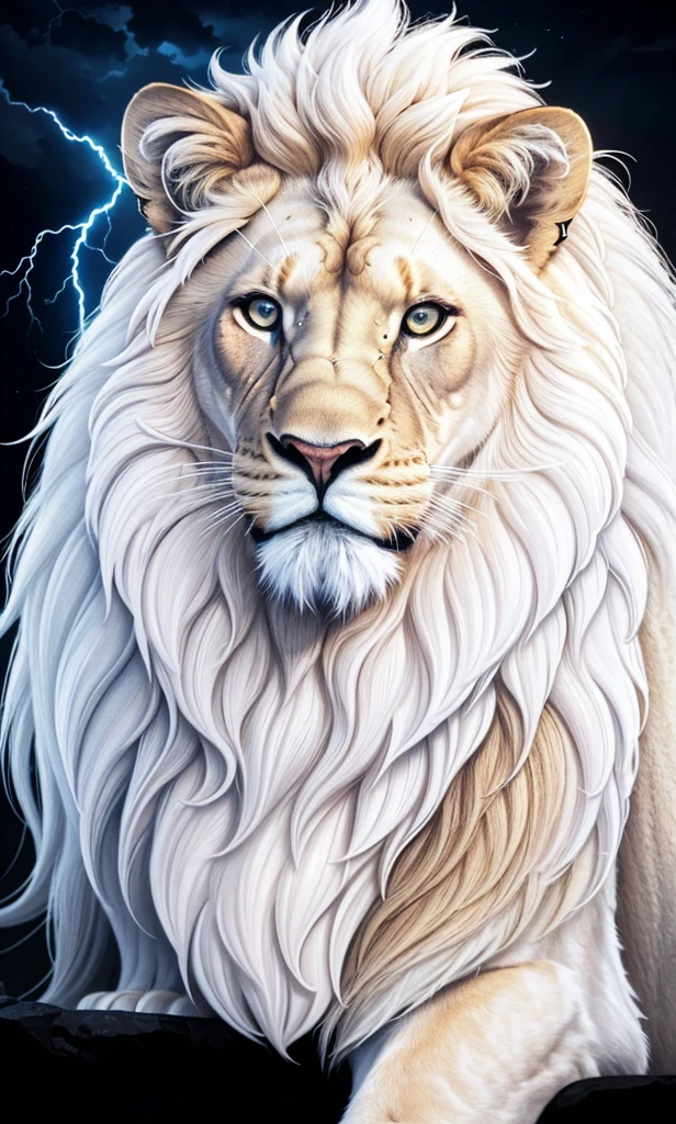 Lion, Divine Lion, naturals, thunder, Realistic Lion, rey, realistic detailed, Sunset light, sky, Sol noturno, realistic detailed 16K, Eletricidade Detalhada 8K, Darkness Background, Texturas realistas de 8K, Cores photorrealistic 8K, fire azul, realistic detailed Fire Bolt, sky Light Detailed, Power of thunder, Realistic Divine, golden crown, golden crown, golden crown, naturey, Linda, Rendering, photorrealistic, UltraHigh definition, 4K, detailed textures, thunder, detailed shadows, detailed colors, neon blue, blue light, lightning strikes, blue power, naturey Linda, Great Divine, peaceful face, naturalss, lightning strike, Electric Power Screw, detailed contrast, realistic contrast, high resolution, detailed colors, fire, villany, divine creature, 8K FullHD, realistic detailed, 16K, 8K, High definition, detailed contrast, realistic contrast, high resolution, detailed colors, fire, villany, divine creature, 8K Realistic Lion Face, realistic detailed, chic, elegance