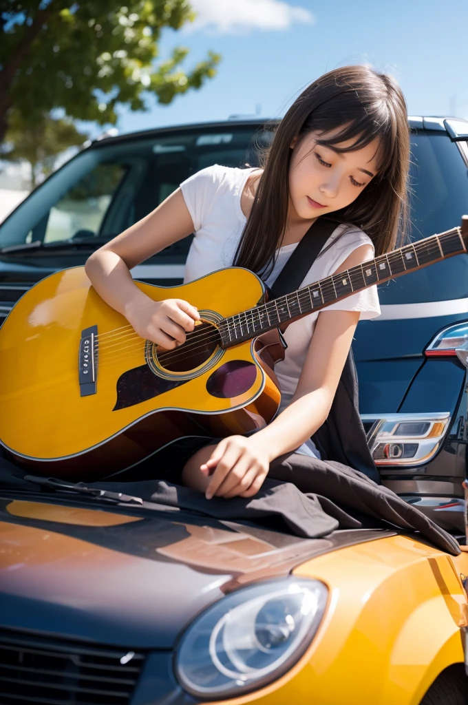 Girl Playing Guitar car