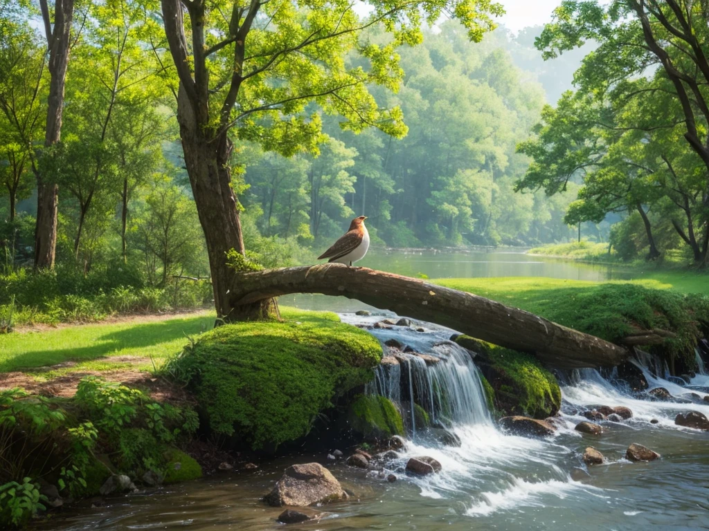 Forest bird, riverside, one bird