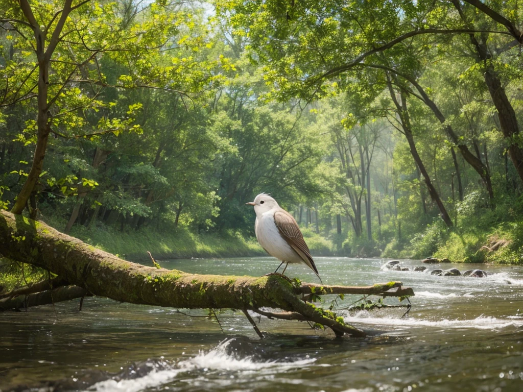 Forest bird, riverside, one bird