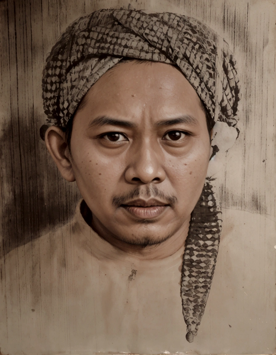 arafed photograph of a man with a turban on his head, potrait, historic portrait, old picture, inspired by I Ketut Soki, aged photo, inspired by Basuki Abdullah, portrait of an old, close up potrait, traditional portrait, inspired by Nil Gleyen, collodion photograph, inspired by Abdur Rahman Chughtai