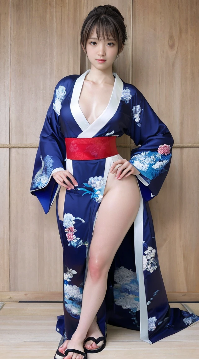 (Masterpiece, Best Quality:1.3), (thick lineart), (faux traditional media), highres, official art, best illustration, (8k resolution), oiran, 1girl, mature female, solo, japanese clothes, from above, breasts, obi, stylish, intricate, fantastic, fairytale, fantasy art, (detailed face),  lying on a bed of flowers, on back, (lovely eyes, looking at viewer, lipstick), very long hair, voluminous, low ponytail, depth of field, silhouette, perfect, makeup, lovely, (details:1.2), camellia, various colors, vivid, colorful, shiny, sky, stars, lumen global illumination, (background in the style of Hokusai Katsushika:1.3), water, ripples