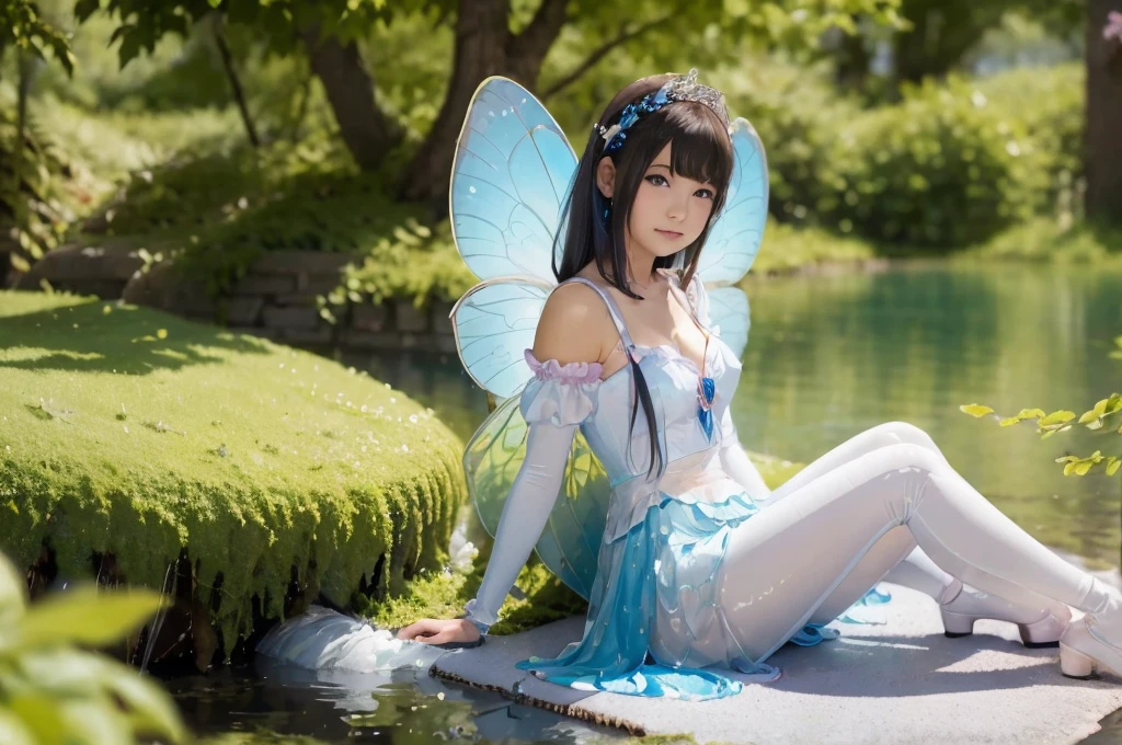 a fairy sitting nearby the lake made of her stinky fluids