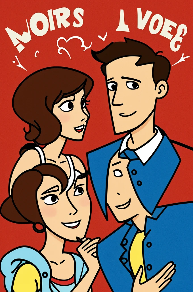 Cartoon image of a couple of lovers man and woman