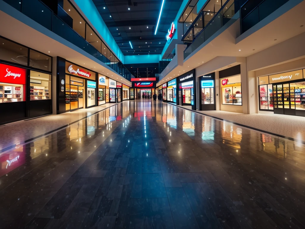 (((Masterpiece))), (high quality),(Very small shopping mall,Daytime.unmanned,All the lights are off:1.5),(All the stores are independent and all have one floor.:1.5),There is a parking lot in front of the shopping mall,There is no car in the parking lot,Low - Angle,From a human perspective
