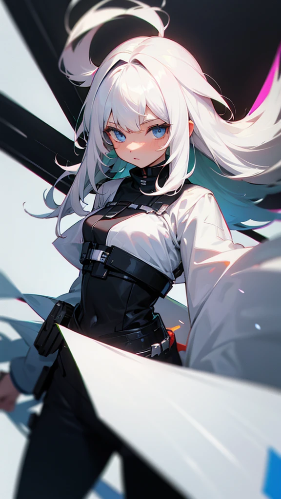 Half black and half white-haired girl