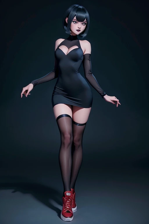 20 year old woman in lingerie, perfect asymmetrical face and detailed eyes 3D slender figure big oppais long hair, pose sexy , y mirando al espectador, imagen perfecta para wallpaper fanart, gothic makeup voluminous and red lips , landscape, full body portrait ,