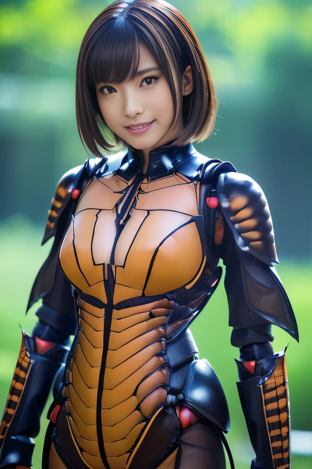 (high resolution,masterpiece,best quality,extremely detailed CG, anime, official art:1.4), realistic, photo, amazing fine details, all intricate, gloss and shiny,awesome many layers, 8k wall paper, 3d, sketch, kawaii, illustration,( solo:1.4), perfect female proportion,villainess, (fusion of dark brown cockroach and lady:1.4), (brown cockroach form lady:1.2), (brown cockroach lady:1.2), (fusion:1.2), (solo:1.4), (evil smile:1.2), muscular, abs, (cockroach brown exoskeleton bio insect suit:1.4), (cockroach brown exoskeleton bio insect armor:1.2), (brown transparency cockroach wing:1.4), (brown cockroach antennae:1.3),