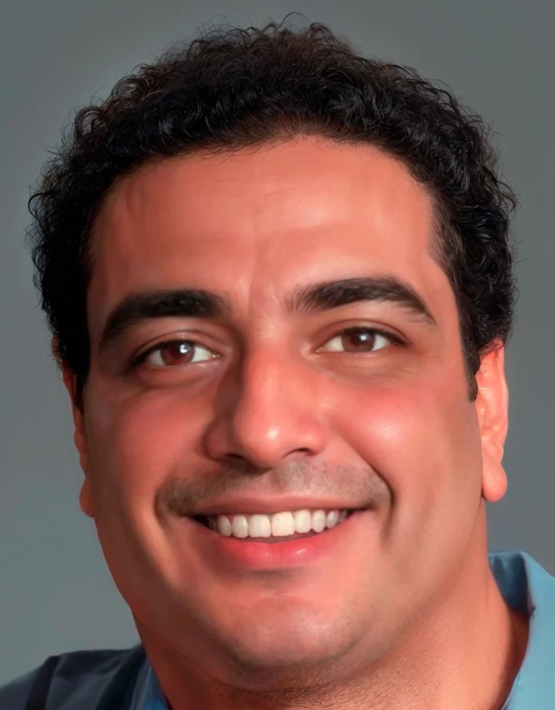Smiling man in blue shirt and tie posing for a photo., Amr El Shamy, Sam Nassour, Ahmad Merhab, Farid Ghanbari, Hicham Habchi, Jamil Shabbaz, Eytan Zana, Ted Nasmit, mother mustard, mohamed chahín, saadane afif, richard federici, Elias Chatzoudis