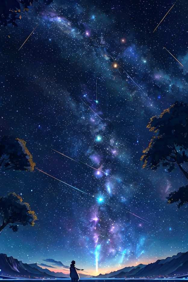 The world we see、Iridescent幻想的なNight Sky、constellation, Iridescentconstellation、Iridescent空包み込まれそうな瞬間，Astronomical observation、Planetarium、Meteors、colorful，美しいconstellation、Three-dimensional，wonderful景色，Night Sky，An atmosphere full of dreams and hope，masterpiece．16K, Ultra-high resolution, to be born,wonderful ,future、Iridescent、The world 30 years from now。