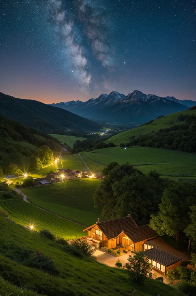 A relaxing and natural night view of the countryside