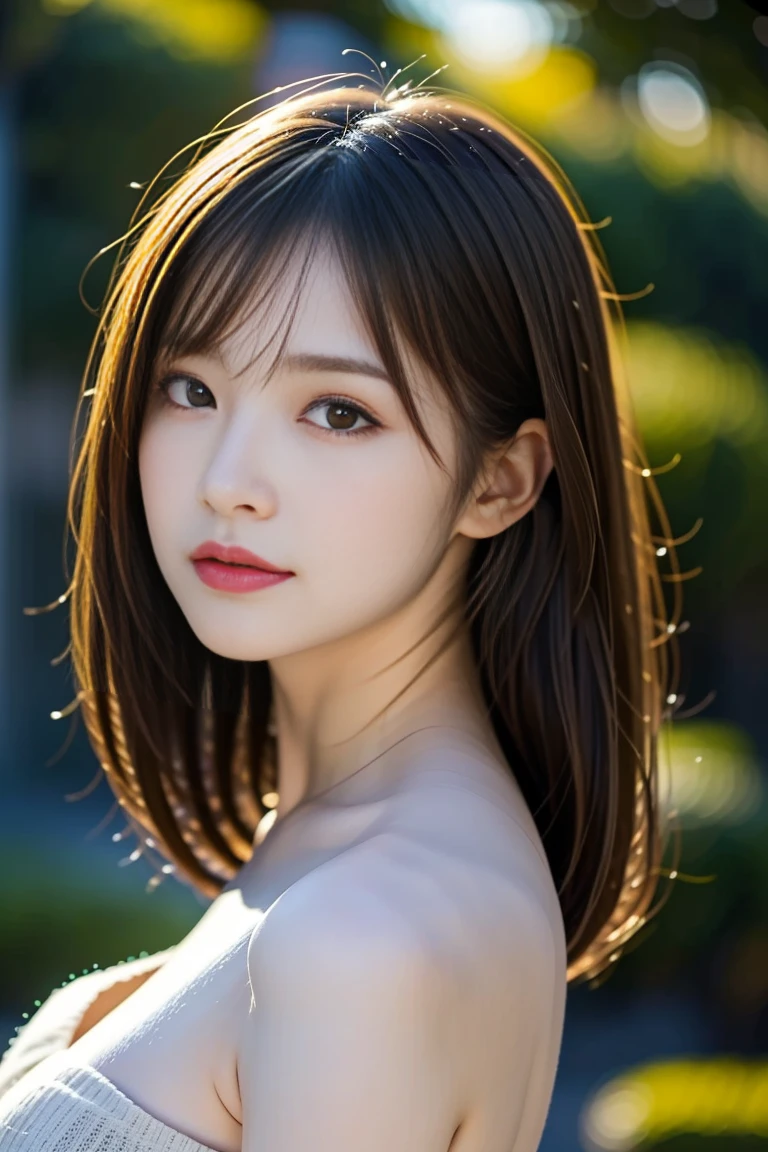 (8k, RAW photo, best quality, masterpiece:1.2), ultra detailed, ultra high res, high-resolution,(realistic, photo realistic:1.4), BREAK cinematic lighting, soft lighting, HDR, SIGMA 24 mm F/2.8, ISO 400, 1/125 sec shutter, an extremely delicate and beautiful, extremely detailed, 8k wallpaper, Amazing, finely detail, huge file size, extremely detailed CG, unity 8k wallpaper, official art, perfect artwork, production art, BREAK beautifully detailed face and eyes, super detailed skin, perfect anatomy, highly detailed background, detailed clothing, intricate details, BREAK 1girl, (20 years old:1.2), cute girl, pretty girl, perfect idol, kawaii, Low-Cut Bikini (large breasts:1.4), realistic body, , gravure model, realistic skin texture, fair skin, shiny skin, slender body, good figure, gleaming skin, BREAK brown hair, medium hair, straight hair, (blunt bangs:1.2), BREAK smile, cute, young, cute face, pretty face, realistic face, make up, powder blusher, small face, drooping eyes, round eyes, (beautiful big eyes:1.2), beautiful and clear eyes, eye make up, eye shadow, double eyelid, brown eyes, BREAK beautiful clothes, intricate clothes, BREAK looking at viewer, cowboy shot, contrapposto, front view, frontal face, front face, standing, BREAK sky, cloud, ocean, blue sky, reflection, beautiful reflection, BREAK