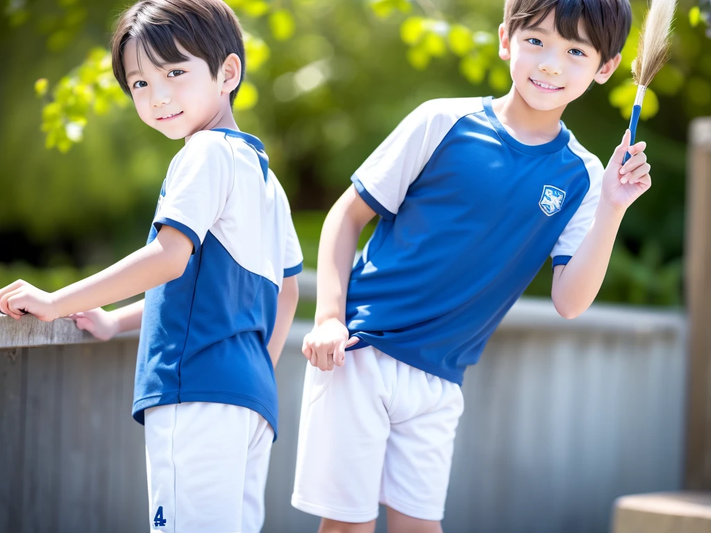 Work experience for 、10Year old boy、Cute boy、You take your pants、1Boy、Boy in gym clothes、The bottom of the white T-shirt is blue、Blue shorts、(10Age 1.4)、Japanese、Hot summer day、(Boy 1.4)、I love boys、endless love