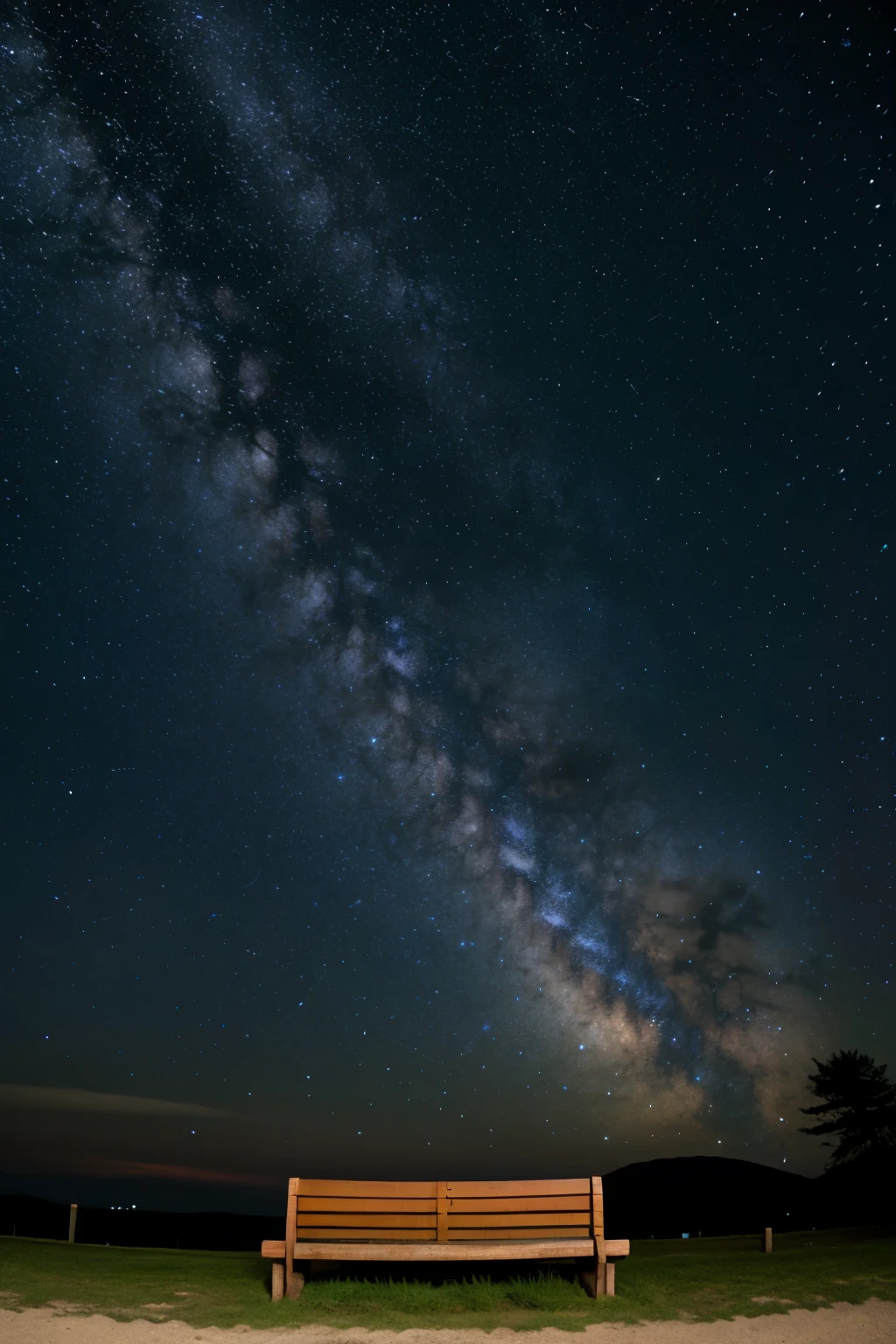 bench background with a galaxy