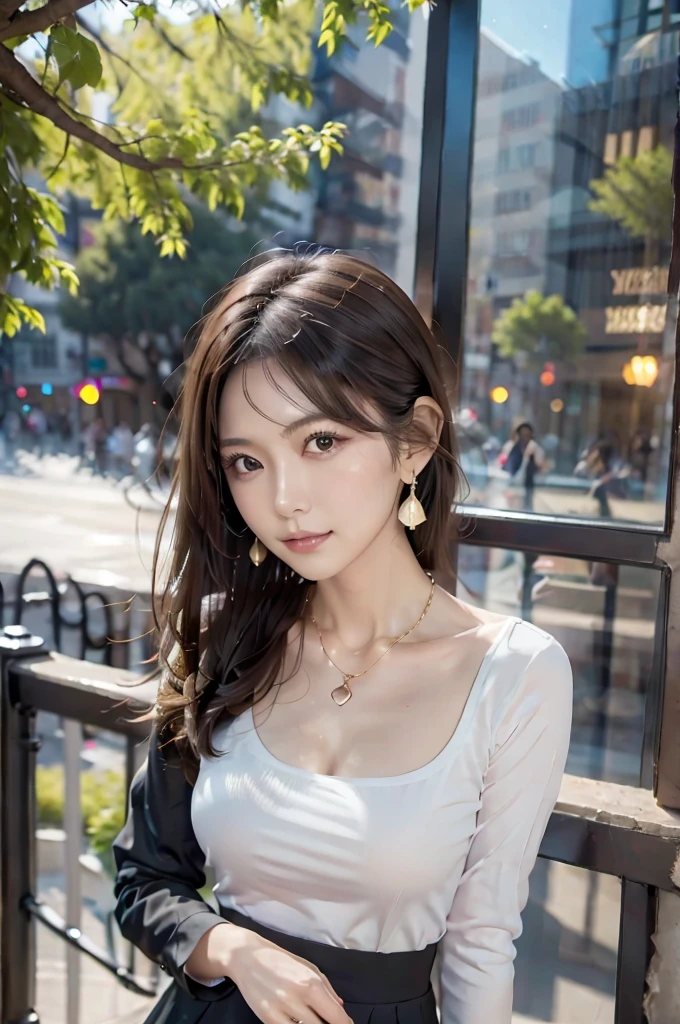 necklace, ring, watch, Earrings, (funeral:1.3), skirt, Black formal suit, whole body, slender, 40 year old Japanese, woman, Beautiful face, Are thin, Highest quality, Ultra-high resolution, (realism: 1.4), Depth of written boundary, Beautiful Face, (Purelos Face_v1: 0.8), Two people, Natural Makeup,