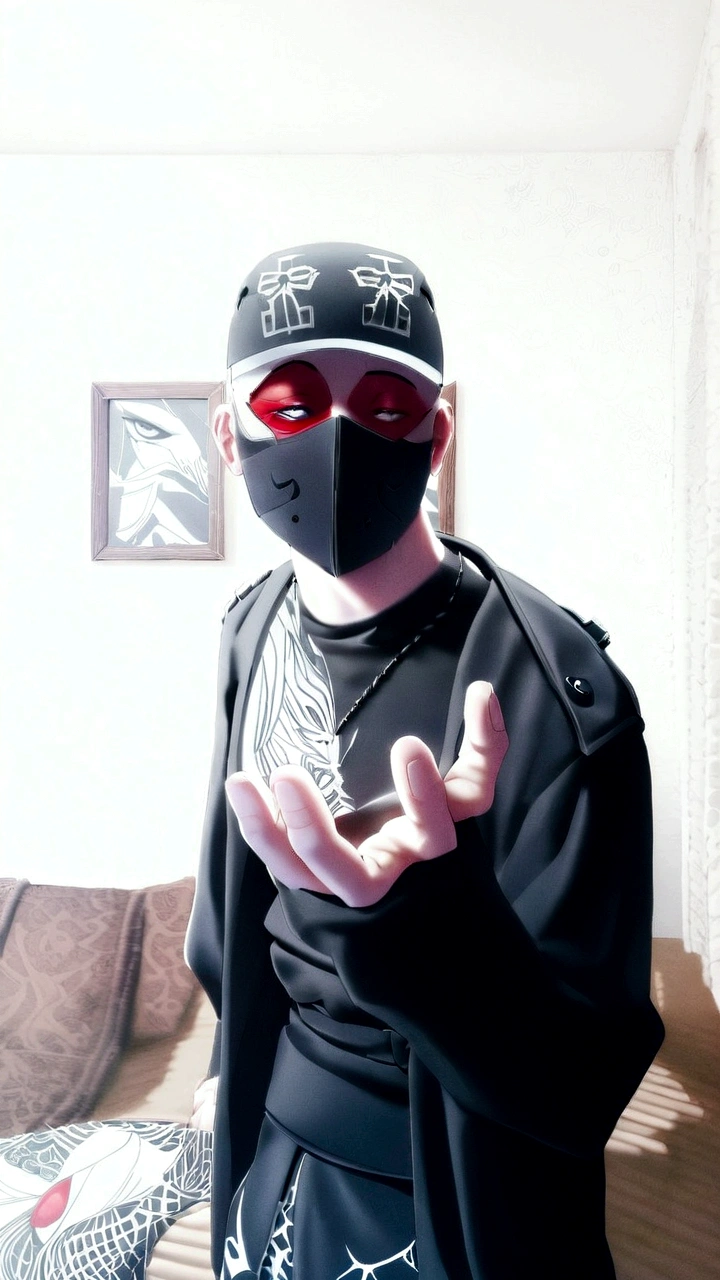 there is a man in a mask and a black jacket, wearing an all-black mempo mask, comic style, Bloody from the drain gang, The picture is very, very low quality, occultist, Cyberpunk))), wearing a bandit mask, profile picture 1024px, Dissipate!!, wear a mask и солнцезащитные очки, wear Japanese technical clothes, wear a mask