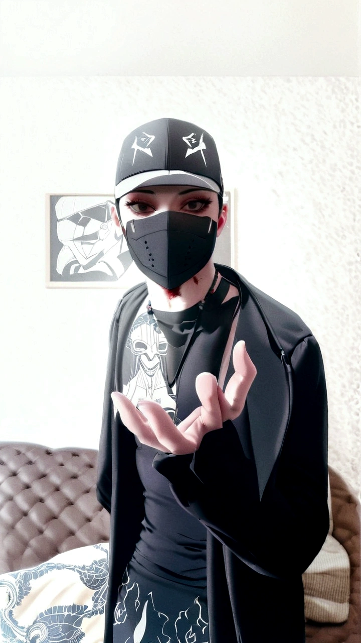 there is a man in a mask and a black jacket, wearing an all-black mempo mask, comic style, Bloody from the drain gang, The picture is very, very low quality, occultist, Cyberpunk))), wearing a bandit mask, profile picture 1024px, Dissipate!!, wear a mask и солнцезащитные очки, wear Japanese technical clothes, wear a mask