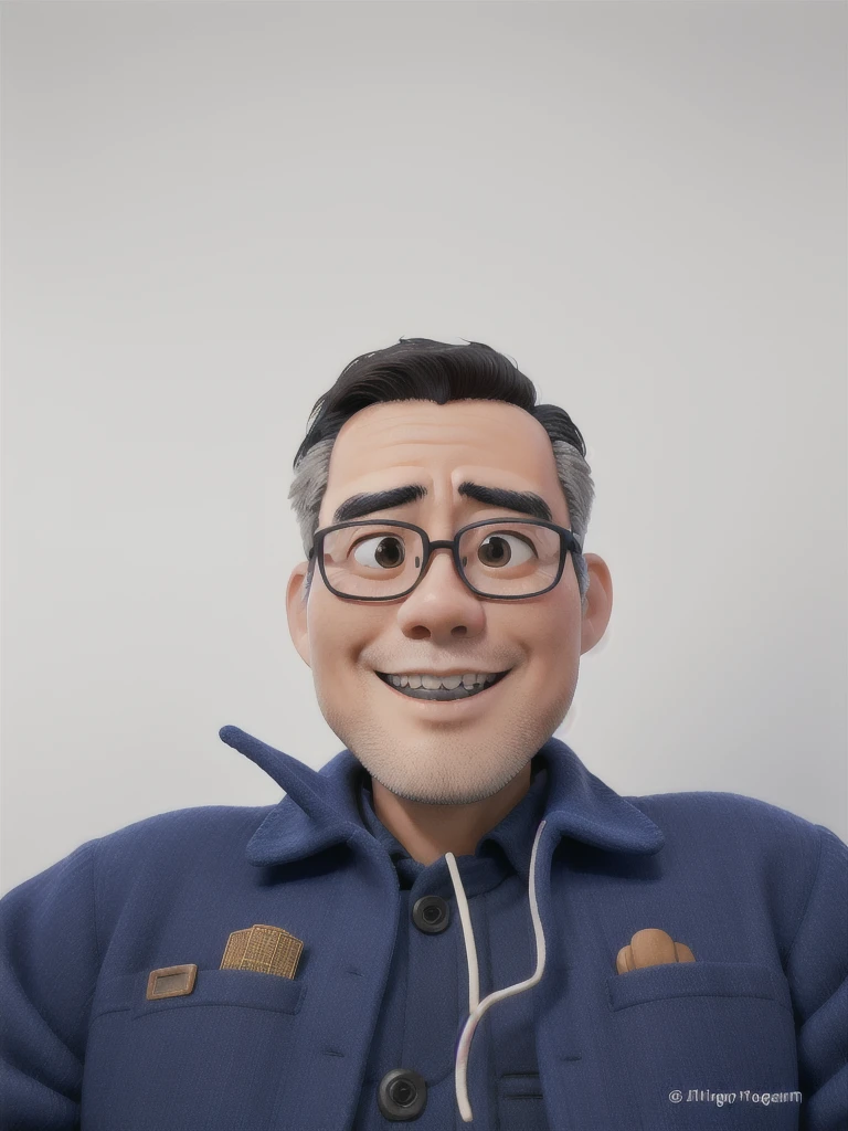 japanese man sitting blue coat