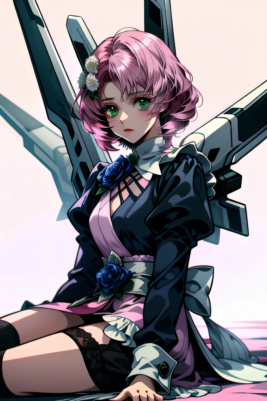 Alisa Boskonovitch, better quality, modern, flat style, minimalism, Illustrates??green eyed plane, pink hair, with a carnation flower in her hair, short hair, multicolored hair, black shirt, Mechanical wings, in a dress, Close-up head portrait, pointed chest, split, super split, Medium breasts, Tekken，pink hair pastel, 1 girl, in a kimono, hand painted，Colorless line drawing, pastel yandere colorful, Tekken, Super cute girl with pink hair and gothic makeup on the side, with a maid outfit，a slim body，strong，He was sitting on the floor，Dressed in pink and white maid outfit.，очень short hair，with cat ears，quadratic element，, Pink kawaii in 1910 era clothing, Alisa Boskonovitch&#39;pink lips, no style but soft Auropunk palette, anime illustration of your face, Animated gifs, Hand-drawn animation, charming sketches, smooth and shiny, Foggy romanticism, Супер flat style, white background - ar 1:1 – niji 5 – expressive style --s 50 , pink kawaii in 1920s clothing era pink eagles, wear a bright white shirt, no style but soft Auropunk palette, anime illustration of your face, Animated gifs, Hand-drawn animation, charming sketches, smooth and shiny, Foggy romanticism, Супер flat style, white background - ar 1:1 – niji 5 – expressive style --s 50, absurdity, high, ultra detailed, (1 girl:1.3), break , Create a painting with beautiful calligraphy, with expressive texts, elegant colors and a sense of craftsmanship and craftsmanship, Small Dragon，girl，Hands on hands
