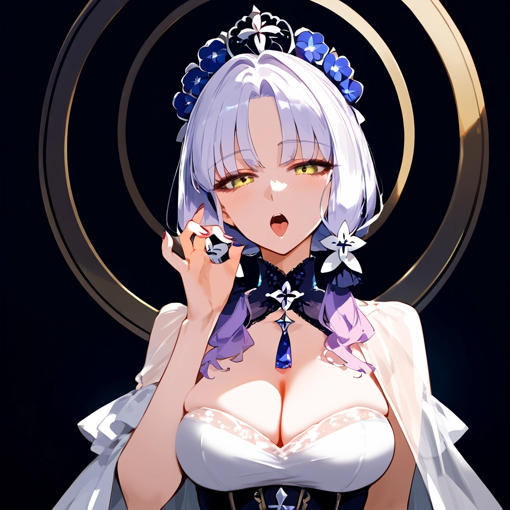 anime artwork, score_9, score_8_up, score_7_up, score_6_up, score_5_up, score_4_up, Kaina Tsutsumi
, big breasts, she is 24 years old, style_3, ,,, , , , , _, , s. sit,fellatio gesture, black background