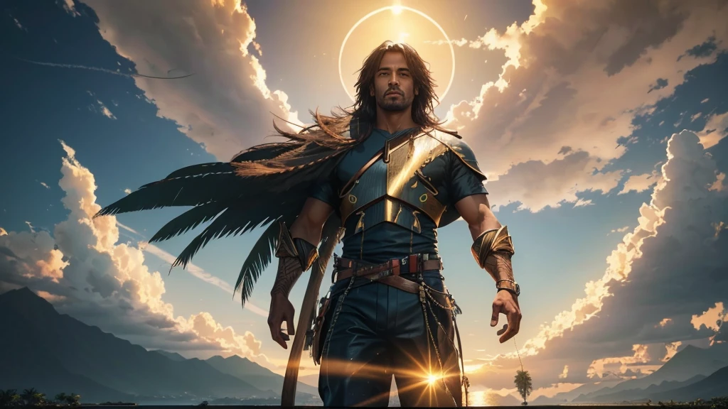 photorealistic landscape, natural landscapes, naturals, Natural Beautys, golden sunset, sky, sky Power, Detailed realistic sunset, palmtrees, mountainous landscape, Rivers of water, sunset Realism, natural treess, alone men, GOD man, Man's beard, GOD's Army Angel, armour Divina, Strong God's Angel, male angel, Male man, beard man, full beard, Hebrew, Barba Hebrew, Jewish, Golden Army, Silver Army, armour, Soldier Angel, photorealistic details, GOD's angel masculino, GOD's Army, GOD's Hebrew, GOD's Strong Angel, GOD's Power, angel masculino, Strong Nature, male man, Tunica, GOD'angel, barba, man with beard, Large Beard, Barba Judaica, Hebrew, panorama, Alpha Male, Caminho para o sky, heavenly, 8K Detailed Realistic Image, 16K Photorealistic Contrast, 8K Photorealistic Sharpness, Photorealistic 4K cores, 16K Photorealistic Shadows, 8K Photorealistic Textures, 16K Photorealistic Texture, 4K Photorealistic Light, 4K PhotoRealism, FullHD 4K Detailed Contrast, detailed sharpness FullHD 8K, detailed sharpness FullHD 4K, detailed sharpness, 2K detailed colors, lifelike colors, FullHD Detailed Shadows, 4K Detailed Textures, detailed texture, padoru, natural beautifuls, posh