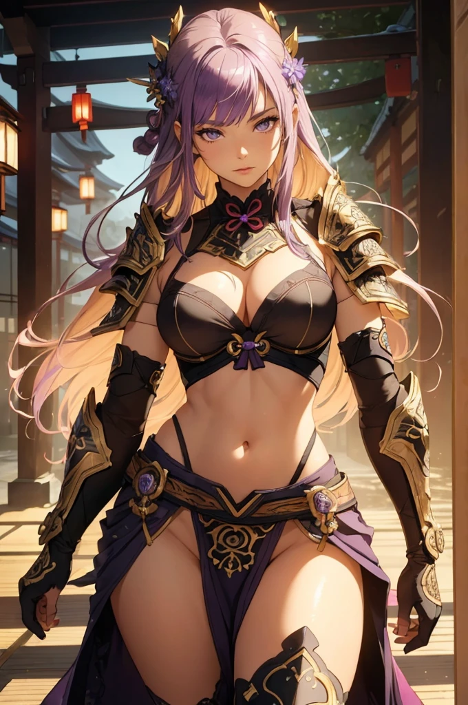 ((1girl, solo)), beautiful body, (perfect anatomy, perfect body, perfect hands, perfect legs), natural proportions, y body, large bre(full body, full body front)) BREAK

((extremely detailed face)), (beautiful detailed eyes:1.6), (realistic pupils, realistic iris:1), expressive eyes, looking at viewer, (clear eyes:1.3), (hyperrealistic:1.2), (detailed skin texture:1.2), smooth skin, raiden shogun, (purple hair:1.5), (purple eyes), long hair, very long hair, braid, ((braided ponytail)), bangs, parted bangs, hair ornament, hair tie, ((mature fem ((little smile)), (detailed lips:1.2), (attractive lips:1.1), (glossy lips:1.1), (parted lips), perfect face, perfect eyes BREAK

(revealing clothes:1.5), (japanese armor:1.5), (samurai armor), (groin:1.5), (((highleg))), bikini armor, pelvic curtain, partially visible vulva BREAK

(masterpiece:1.5), anime-style, top quality, best quality, (beautiful and aesthetic:1.2), (ultra detail:1.5), Ultra-detailed depiction, Ultra-precise depiction, extremely detailed 8k illustration, high resolution, (highly detailed shading:1.2), (realistic lighting:1.4), perfect lighting, vibrant colors, dynamic tones, striking hues, 8k, absurd resolution, perfect shadows, hdr, UHD, ambient lighting, realistic, ultra-realistic, photo realistic, highly detailed, rich detail, luminous colors, fine texture, intricate design, professional illustration, (soft light:1.2), (illustration:0.7)