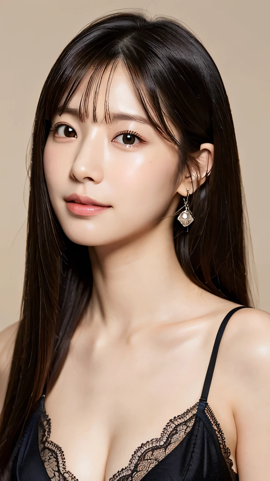(8K、Live Shooting、Highest quality、Masterpiece:1.2)、Super detailed、Super Resolution、(Real、realPhoto:1.37)、Portrait、High-definition RAW color photos、Professional photography、Very detailedで美しい、Very detailed、8K画壁紙、Amazing details、Huge file sizes、Official Art、Very detailedなCG Unity 8Kの壁紙 Very detailedな女性、Very detailedな顔、Very detailedな目、Very detailedな肌、Very detailedな指、Very detailedな鼻、Very detailed、Perfect Anatomy、1 girl、(20:1.2)、Age: 20 year old female、((Very beautiful white skin))Realistic body shape、、White skin、Shining skin black hair、Semi-long、A sloppy smile、clean、Lewd appearance、Clean face、Realistic Face、Delicate eyes、Drooping eyes、lingerie、See-through、Earrings、Looking straight at the camera、Cowboy Shot、Front facing、Standing posture、Contrapo、Dynamic Lighting、Super big breasts、Close-up of face、Radiant Skin