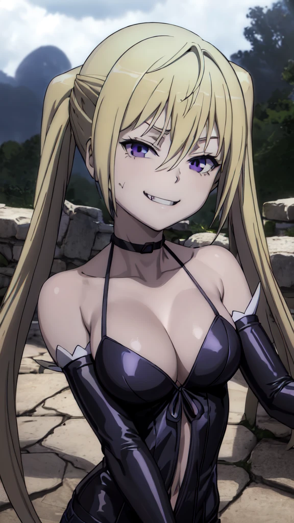 (masterpiece, best quality), 1girl, lieselotte sherlock,high quality, extremely detailed, ,(dark and stormy skies, lightning)(masterpiece:1.0),(Highest_quality:1.0), 超High resolution,4k,Super detailed, 8K, HDR, High resolution, disorganized:1.2, twintail,,looking at viewer,latex,elbow gloves,,, ,official art,short pants,(beautiful_face:1.5),(narrow_waist),,Highly detailed CG Unity 8K wallpaper, perfect lighting,laugh at,too evil smile,too evil smirk,looking down at viewer,upper body,smile bad,deep shaded face,too evil fall,darkness background,deep dark face,