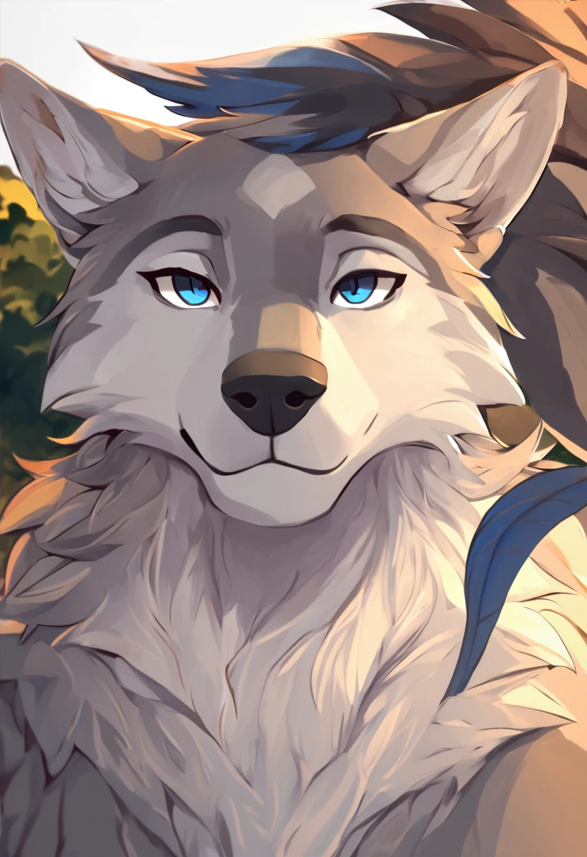 Solo, male, furry art, grey wolf, fursona, (((grey primary fur))), white secondary, (perky ears), reference sheet, amazing simple art, masterfully executed, beautiful background, normal body, paws hands, cool pose.