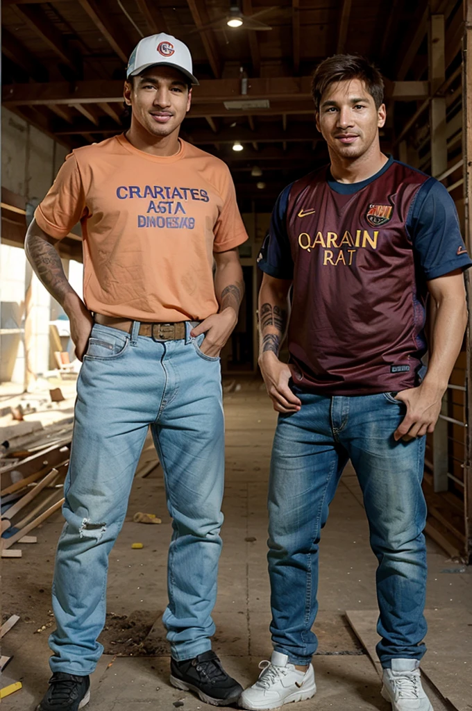 Suarez and Messi are construction workers 