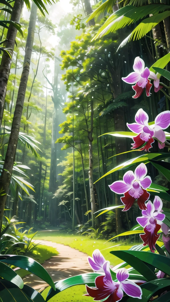 amezon forrest rainforest, Big orchid in the middle of the forest