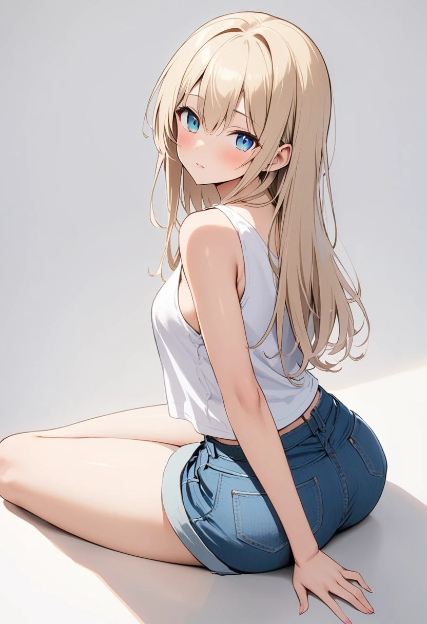 (masterpiece),(Highest quality),High resolution,(Very detailed),(Best illustrations),(Best Shadow),(Absurd),(so beautiful),(White background),Perfect limbs,Perfect Anatomy,Thin legs,(Kirino Takasaka),kirino kousaka,My Little Sister Can't Be This Cute,Blonde,Long Hair,Hair Clip,Green Eyes,bangs,Embarrassed,smile,A slight blush,Front shot,Side shot,From the center,alone,Beautiful girl,Big eyes,Tight waist,Five perfect fingers,Beautiful Skin,sweating,Wet,Spread your legs,Showing off,White panties,Detailed panties,White bra, Details Bra,tits,Butt,high school girl,Sailor suit,Short skirt,Panty shot,slightly open legs,