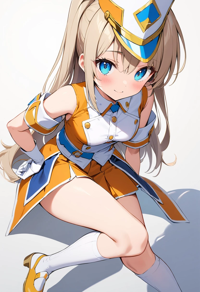 (4k),2d cel anime, {{takamachi nanoha, magical girl lyrical nanoha StrikerS}}, very aesthetic, best quality, realistic, intricate, overall detail, 1 girl, adult, standing, light smile, simple background, front view, cowboy shot, facing the front, straight-on, solo focus, depth of field, highly detailed,sexy skirt lift,(see through),white panties,