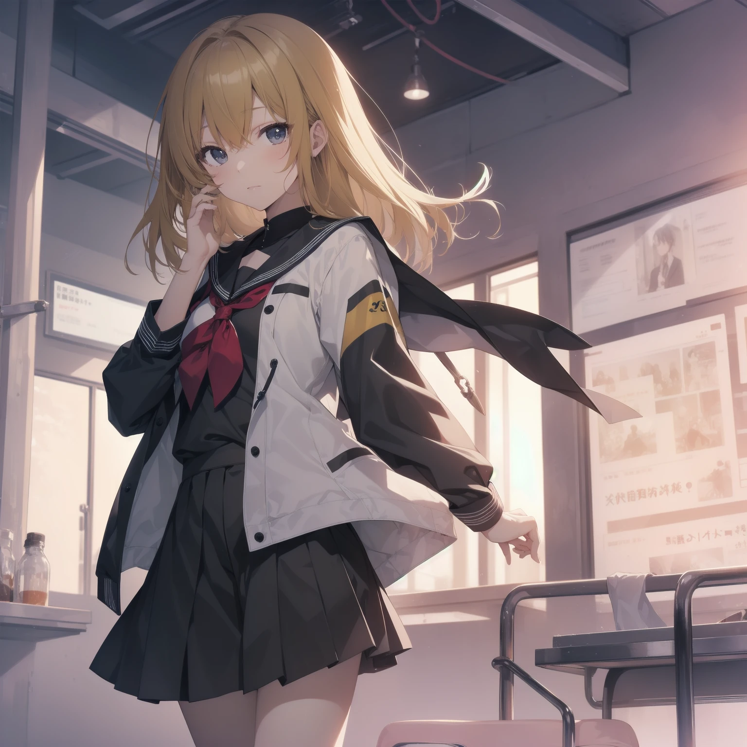 ultra-absurdres-Top quality by artist God, ultra-detailed, high resolution, anime moe artstyle, best anime 8k konachan wallpaper, pixiv contest winner, pool:2810, perfect anatomy,break, 1girl, (Please draw a girl walking sleepily to school alone. )break,(Solo,little female, 13-year-old:1.3),Full limbs, complete fingers,a junior high school student, (very short hair), short cut, flat chest, , small butt, small black eyes, beautiful detailed eyes, well-proportioned iris and pupils, expressive eyes, highres detailed hair, soft expression, salor school_uniform, sailor collar, serahuku, bow, pleated skirt,(Detailed Lighting), (Detailed background), in the School commute route. break,super detailed skin, Best cinematic lighting powered by famous artist, 8k,beauty illustration,photoshop_(medium),very aesthetic,break,((artist:kitsunerider )), artist:clamp ,artist:carnelian ,artist:kantoku ,