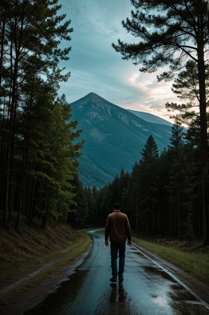 A man waking in the haunted road
