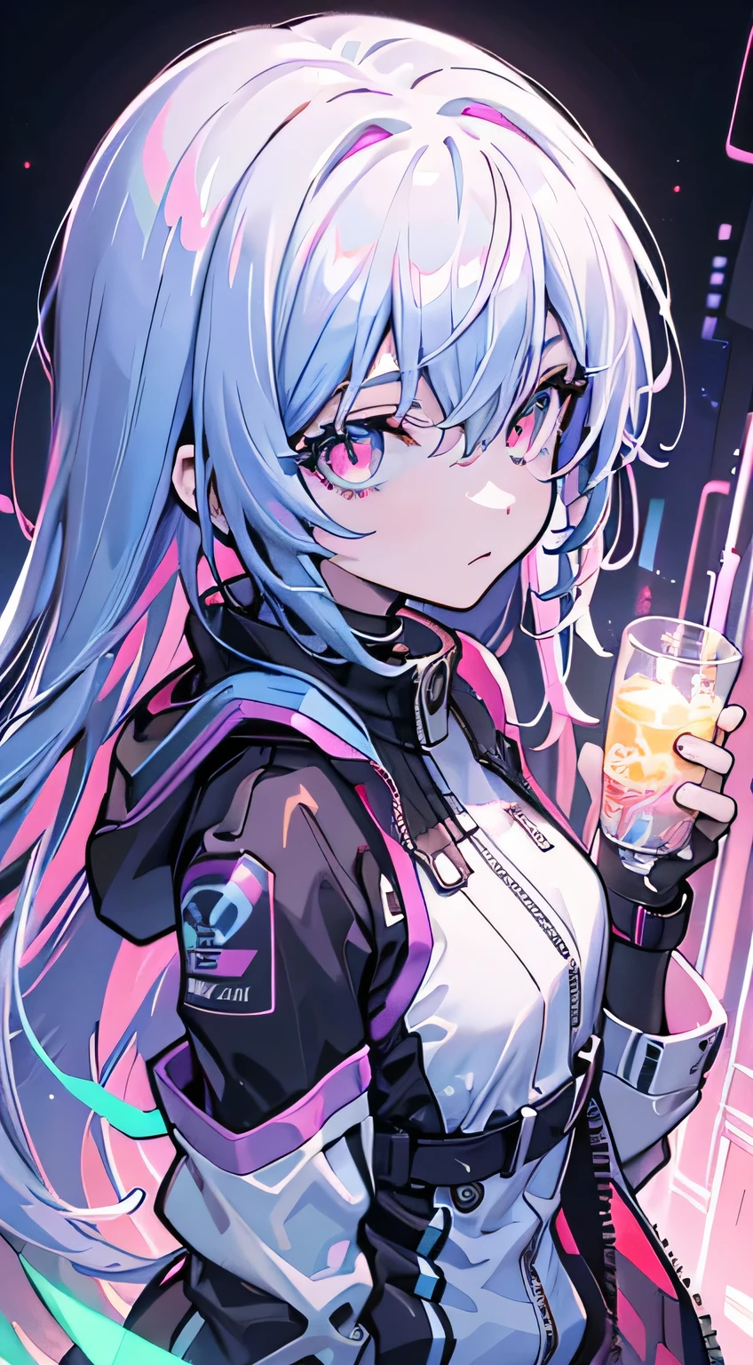 glowing eyes, colourful glowing hair, wearing sci-fi jacket, anime style, high detail, Futurism, glowing light, UHD, retina, masterpiece, ccurate, anatomically correct, textured skin, super detail, high details, high quality, award winning, best quality, highres