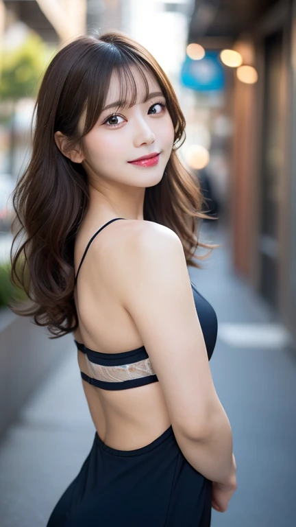 Highest quality, shape, Very detailed, finely, High resolution, 8k wallpaper, 完璧なダイナミックな構shape, finelyて美しい目, Natural Lip, Random sexy poses,RAW Photos,cute,smile、Cabaret Dresses、Long Hair、Curly Hair、backstyle
