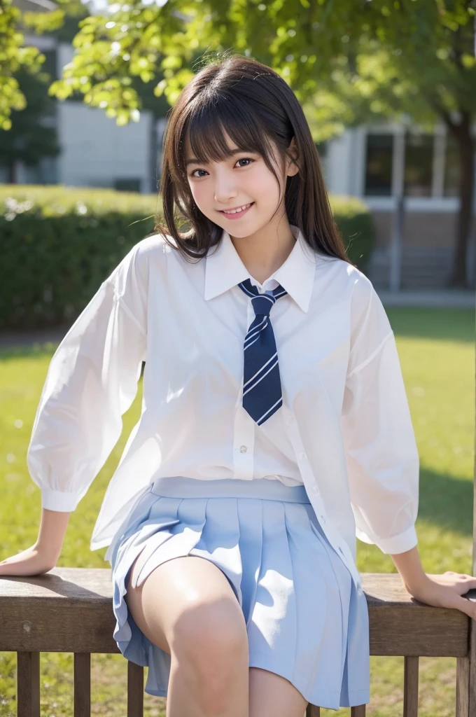 (Highest quality,8K quality,masterpiece:1.3),(超A high resolution,Photorealistic:1.4,RAW Photos),(Very detailed,Caustics,Detailed Background),(Ultra-Realistic Capture,Fine and beautiful skin,Perfect Anatomy),Daytime,School,Schoolyard,18-year-old,cute,single eyelid,Black Hair,Schoolのブレザーの制服,Laughter,Bust up shot,Natural soft light,photorealistic,I can see your feet,b-cup,