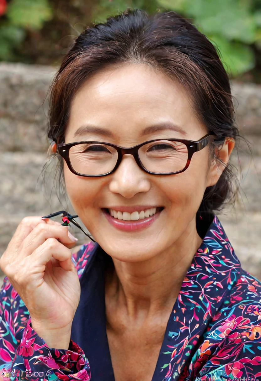 63 year old Korean woman, very tasty, very beautiful ,beautiful smile, glasses 