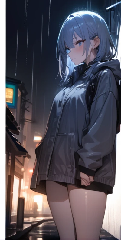 (masterpiece, Highest quality:1.2), 1 Girl, alone, night、town、rain