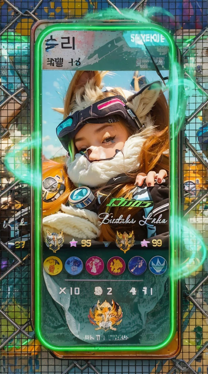 1girl, teenager, animal ears, straight-on, full body, looking at viewer, hair between eyes, hair ornament, multicolored hair, twin braids, fox tail, multiple tails, badge, bangs, blue baseball cap, clothes writing, white clothes, hood, hood down, standing, long sleeves, closed mouth, blue skirt, solo, light blush, bare tree, building, city, cityscape, day, outdoors, street, tokyo (city), tree, (best quality,4k,8k,highres,masterpiece:1.2),ultra-detailed,(realistic,photorealistic,photo-realistic:1.37),HDR,UHD,studio lighting,ultra-fine painting,sharp focus,physically-based rendering,extreme detail description,professional,vivid colors,bokeh,concept art