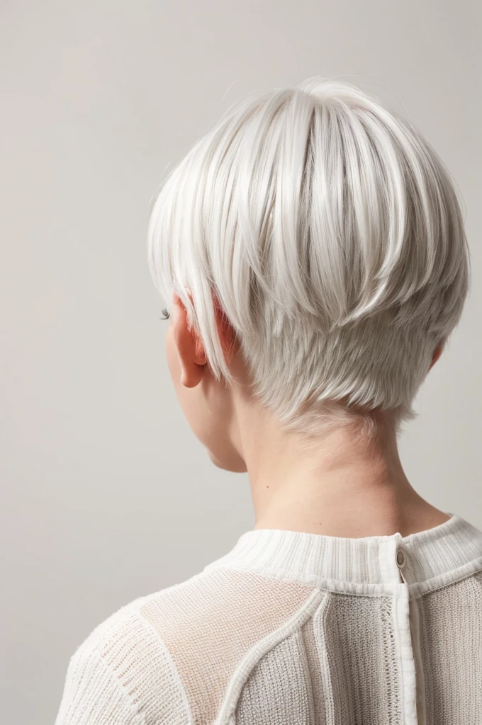 an old grandmother with full body and white hair on her back with a white background
