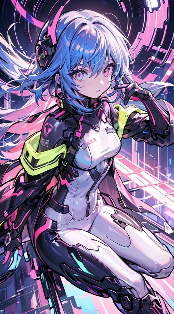 glowing eyes, colourful glowing hair, wearing sci-fi jacket, anime style, high detail, Futurism, glowing light, UHD, retina, masterpiece, ccurate, anatomically correct, textured skin, super detail, high details, high quality, award winning, best quality, highres