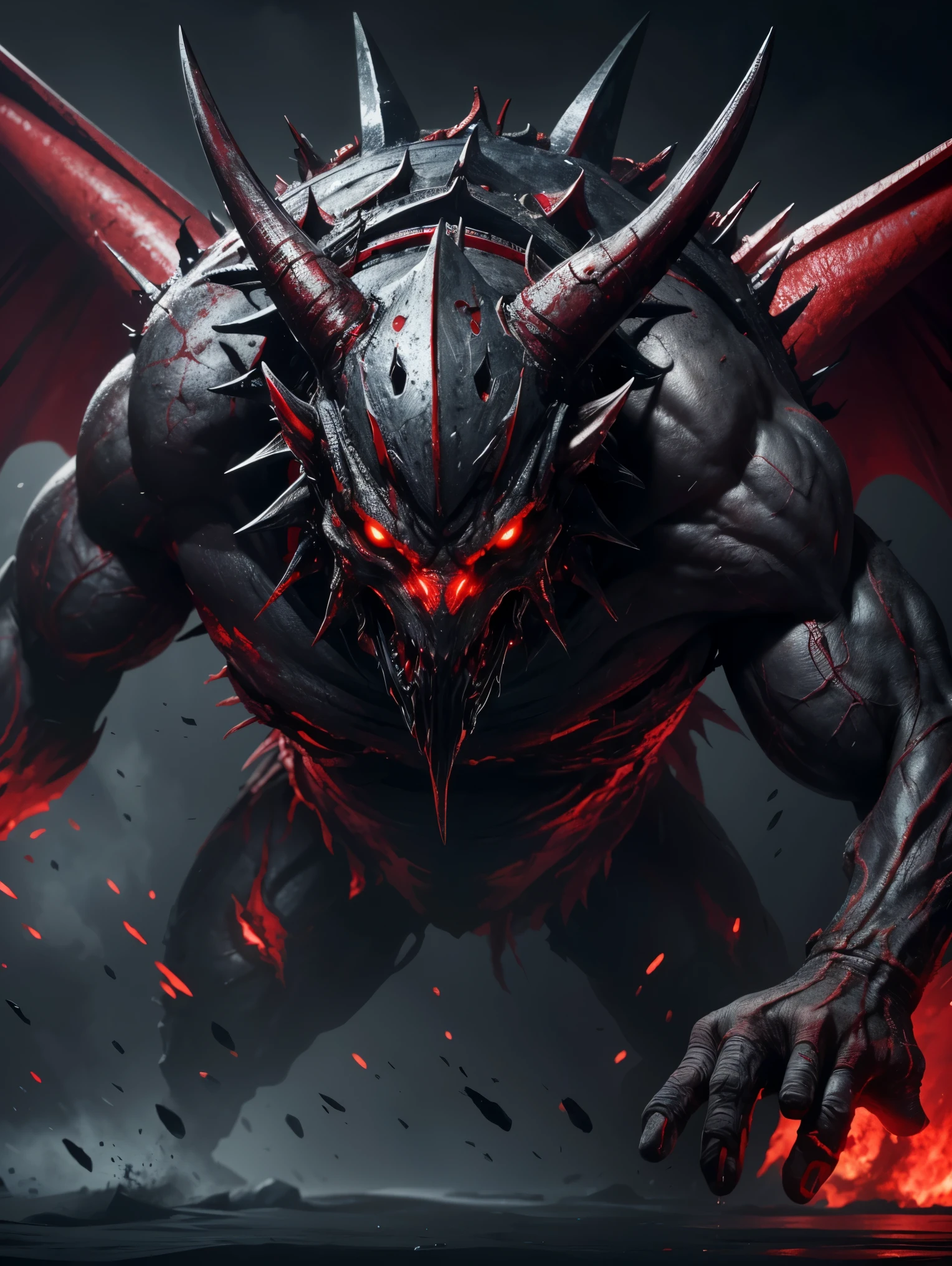 (extremely detailed 8k wallpaper), medium photo of a monster with red eyes, difficult, high detail, Dramatic