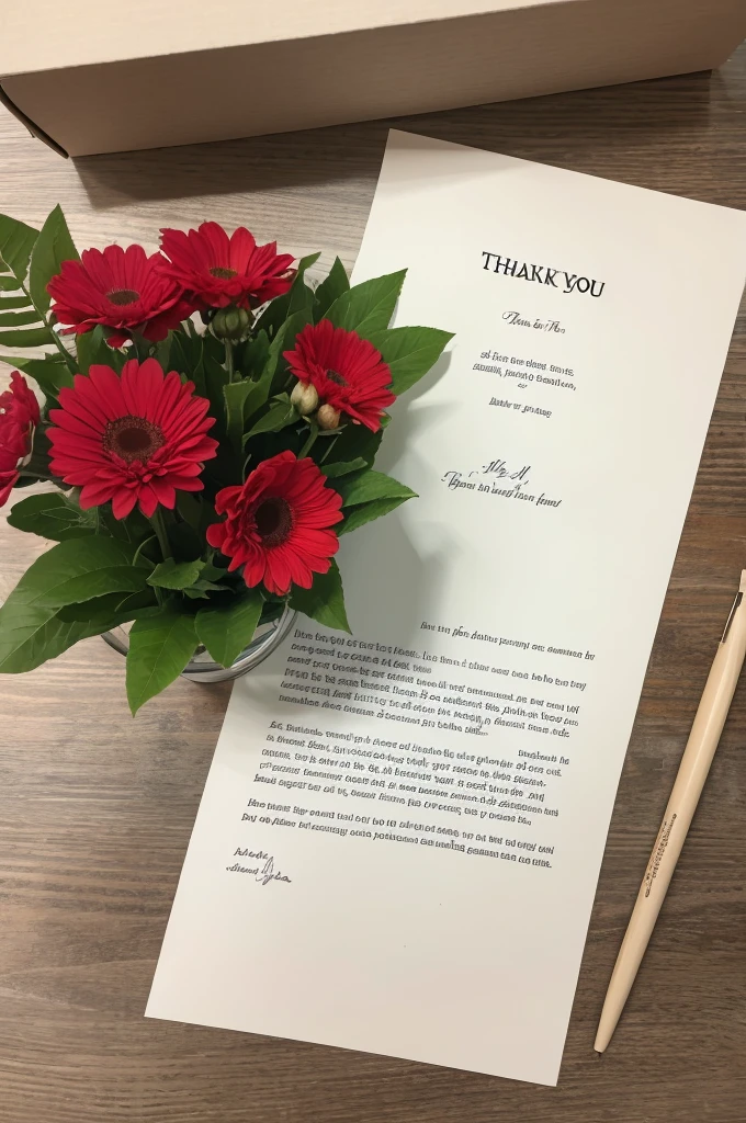 Thank you letter and flowers for my mother