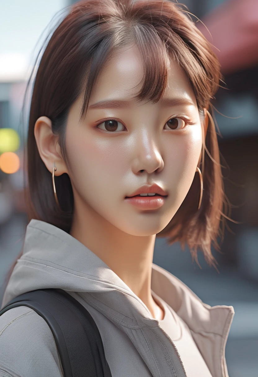 Extremely detailed CG unity 8k wallpaper,(masterpiece),(best quality),(Extremely detailed),(Surreal),(Best Character Detail:1.36),Nikon D750 Camera/1.4 55 mm,Dynamic Angle,Professional lighting, Photon Mapping, Radiosity, Physically Based Rendering, outdoor,Busy Street,Looking at the audience,blush, 1 Girl,Mature female,,tall and big,Golden Ratio,(Korean Idol),(Glowing skin:1.2),(Oily skin:1.1),cosmetic,[:(High detail face:1.2):0.2]:,Pure face_v1, ((#13: Wavy Gray Hair and Exquisite Style)),(Egiosar:1),(Puffy eyes),(eyelash:1.1),(Open your mouth:1.1),Red lipstick,Broad shoulders,(Medium breasts:1.1),(cleveage:1.1),Animal ears,(Big Ass:1.2),High Leg Raise, Hanfu, don, don代, don服饰